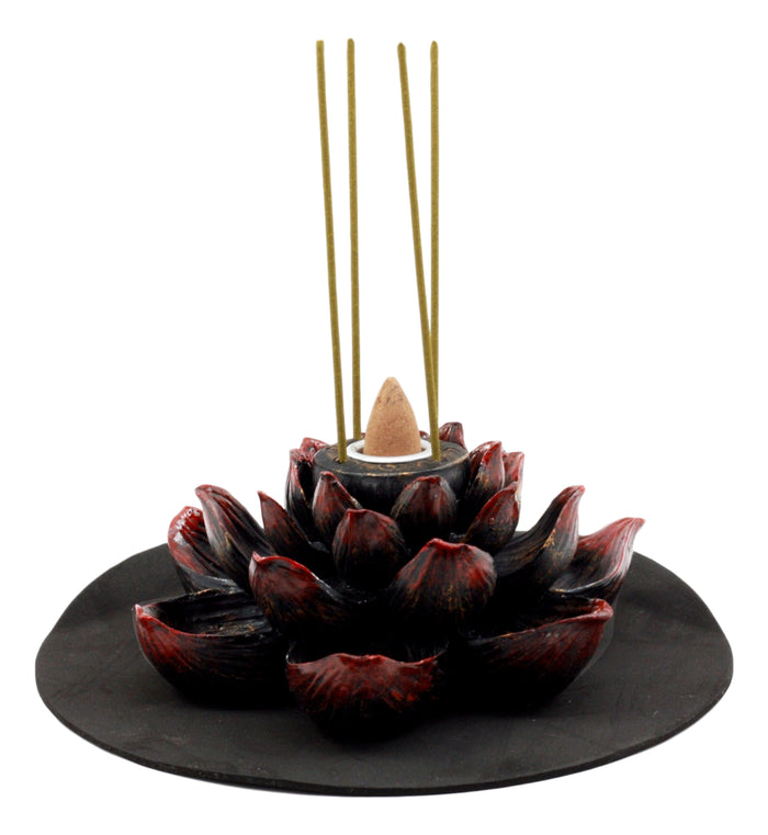Ebros Gift Ebros Buddha Padma Lotus Incense Stick Backflow Cone Holder Burner Figurine