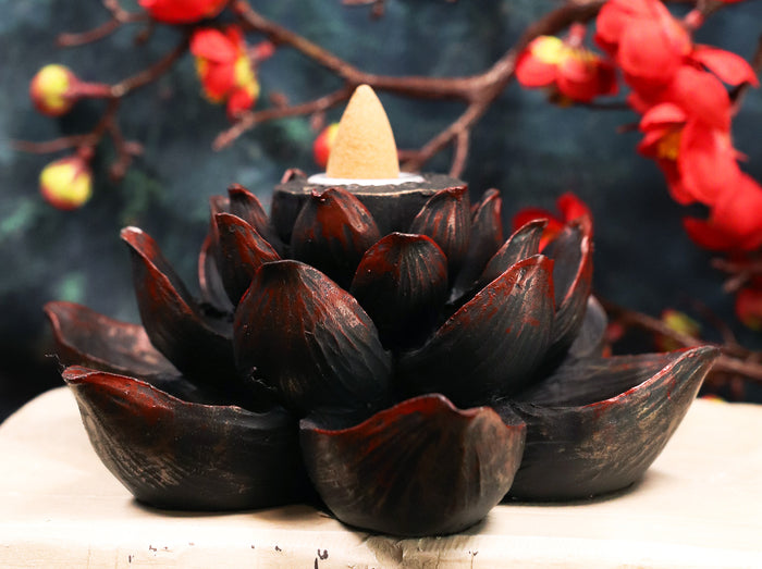 ebros gift Ebros Buddha Padma Lotus Incense Stick Backflow Cone Holder Burner Figurine