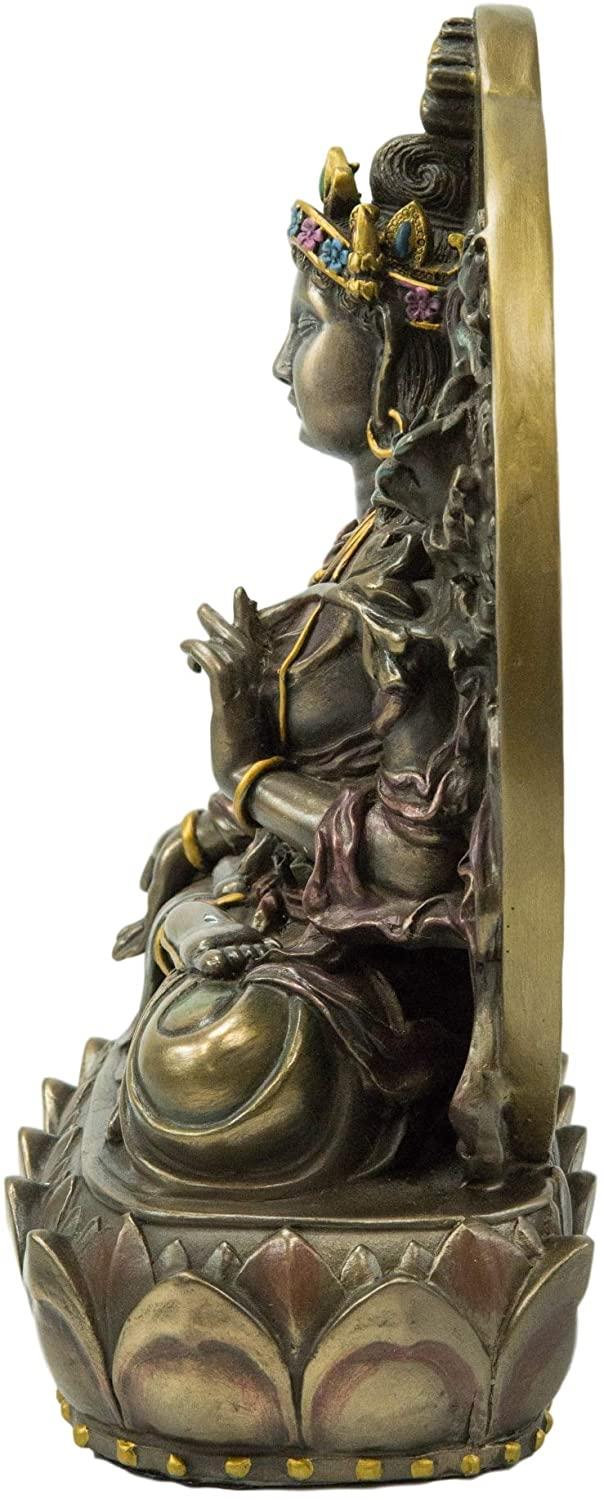 Ebros Gift Ebros Buddhism Arya White Tara Saraswati On Lotus Throne Painted Statue 10.25" H