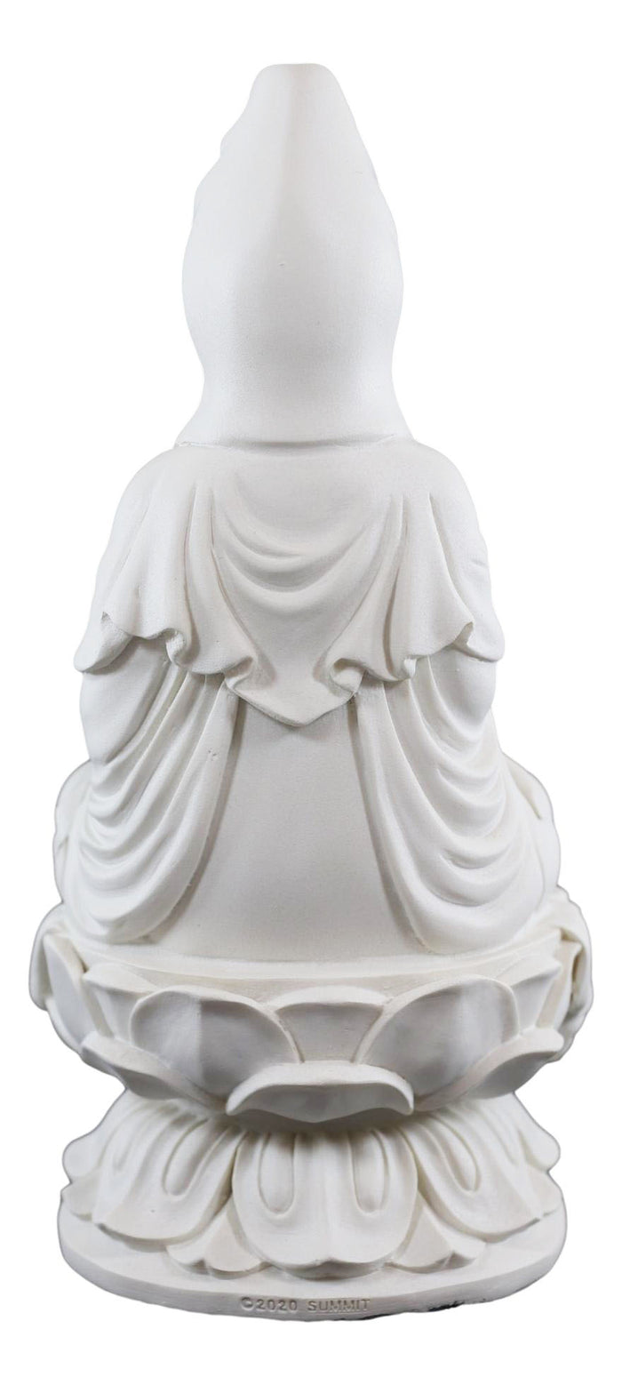 Ebros Gift Ebros Buddhism Eastern Enlightenment Water And Moon Goddess Kuan Yin Meditating On Lotus Throne Statue Buddha Themed Religious Decorative Altar Figurine 7" Tall Sculpture Decor Feng Shui Zen Buddhist
