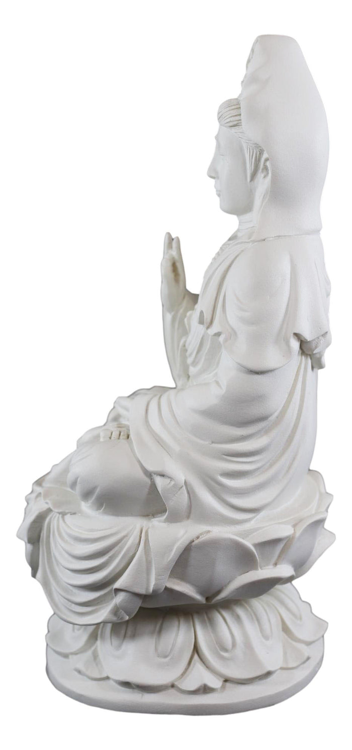 Ebros Gift Ebros Buddhism Eastern Enlightenment Water And Moon Goddess Kuan Yin Meditating On Lotus Throne Statue Buddha Themed Religious Decorative Altar Figurine 7" Tall Sculpture Decor Feng Shui Zen Buddhist