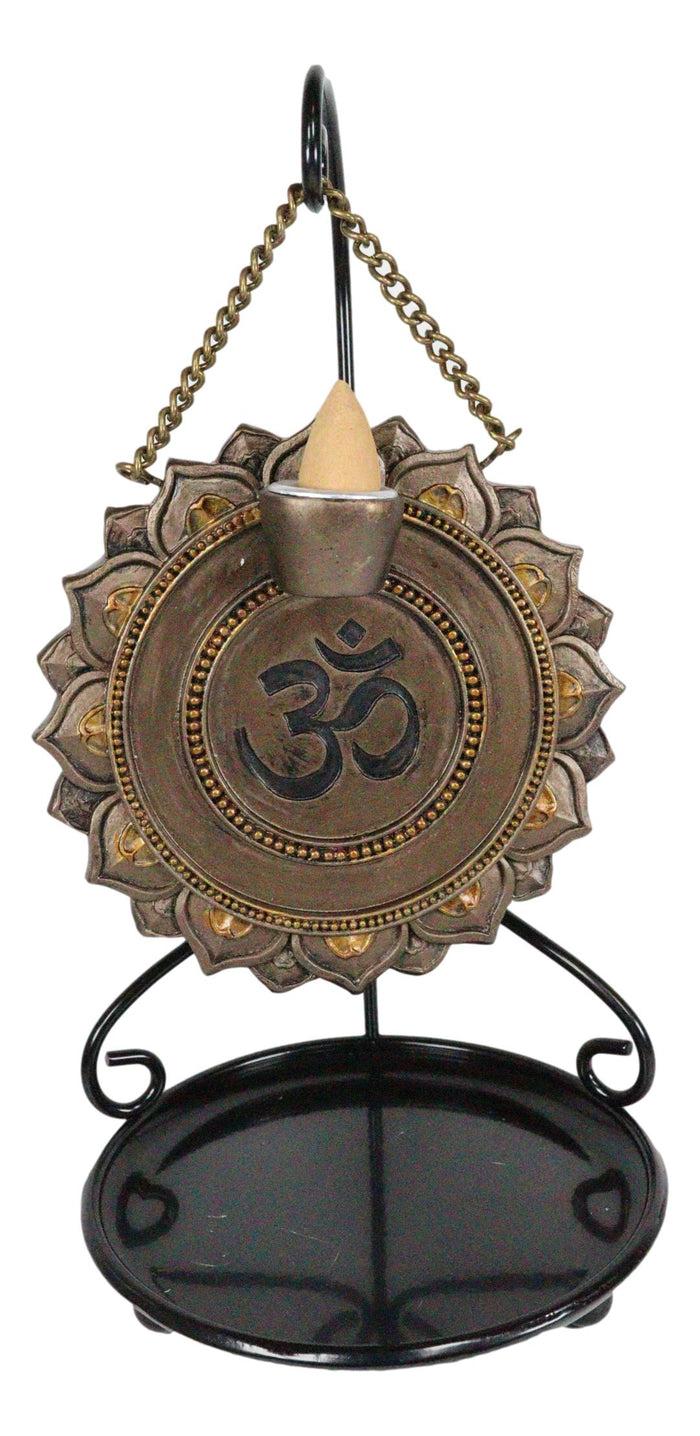 Ebros Gift Ebros Buddhism Mandala Ohm Symbol Medallion Disk Backflow Incense Cone Holder Burner