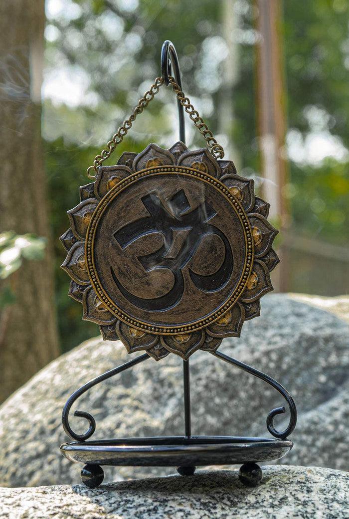 ebros gift Ebros Buddhism Mandala Ohm Symbol Medallion Disk Backflow Incense Cone Holder Burner