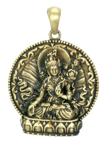 Ebros Gift Ebros Buddhism White Arya Tara Healing Pendant Medallion Pewter Necklace Jewelry