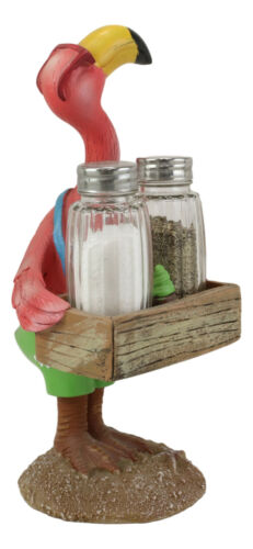 Ebros Gift Ebros Butler Flamingo With Shades And Spice Basket Salt Pepper Shakers Figurine