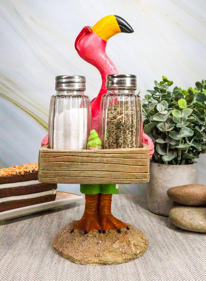 ebros gift Ebros Butler Flamingo With Shades And Spice Basket Salt Pepper Shakers Figurine