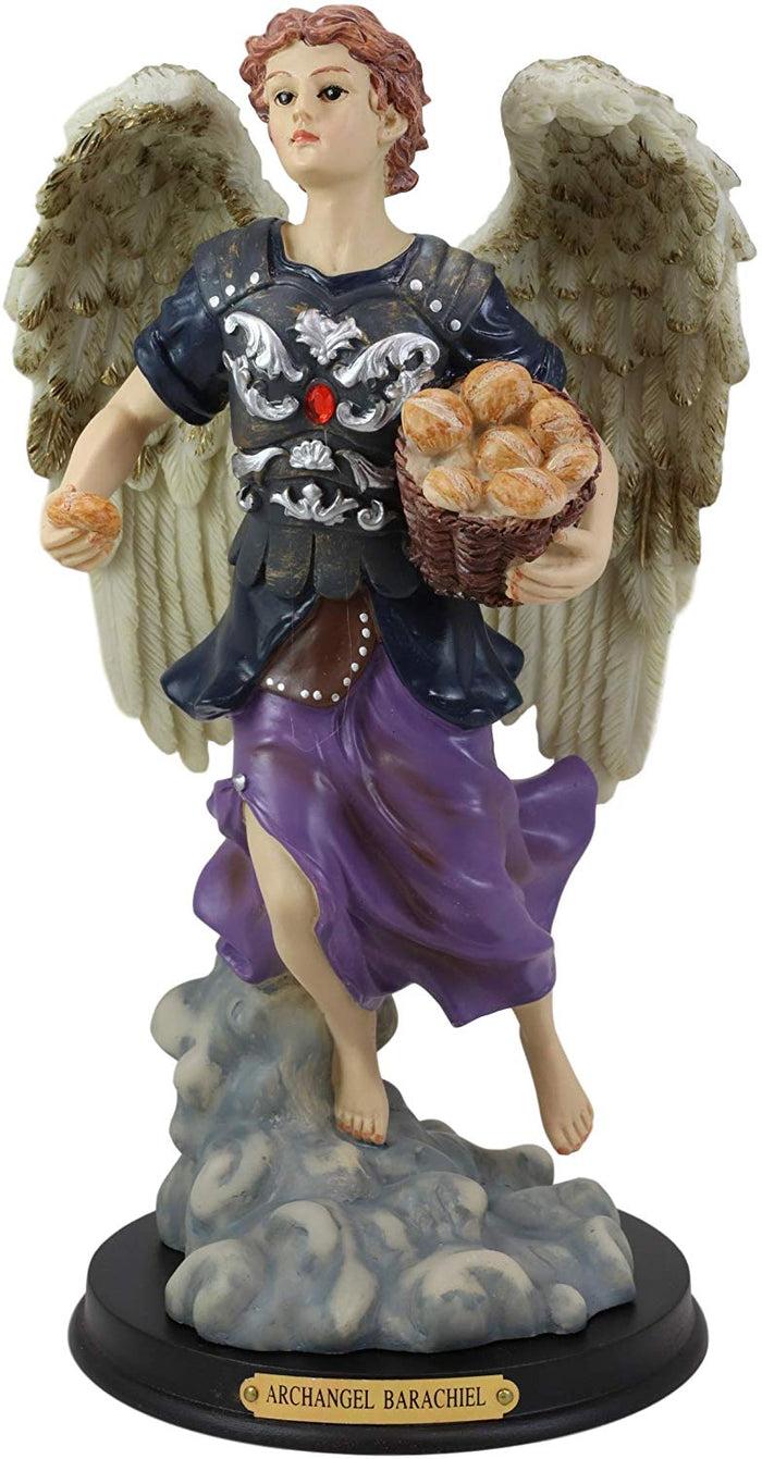 Ebros Gift Ebros Byzantine Archangel Saint Barachiel With Brass Name Plate Wooden Base 12"H