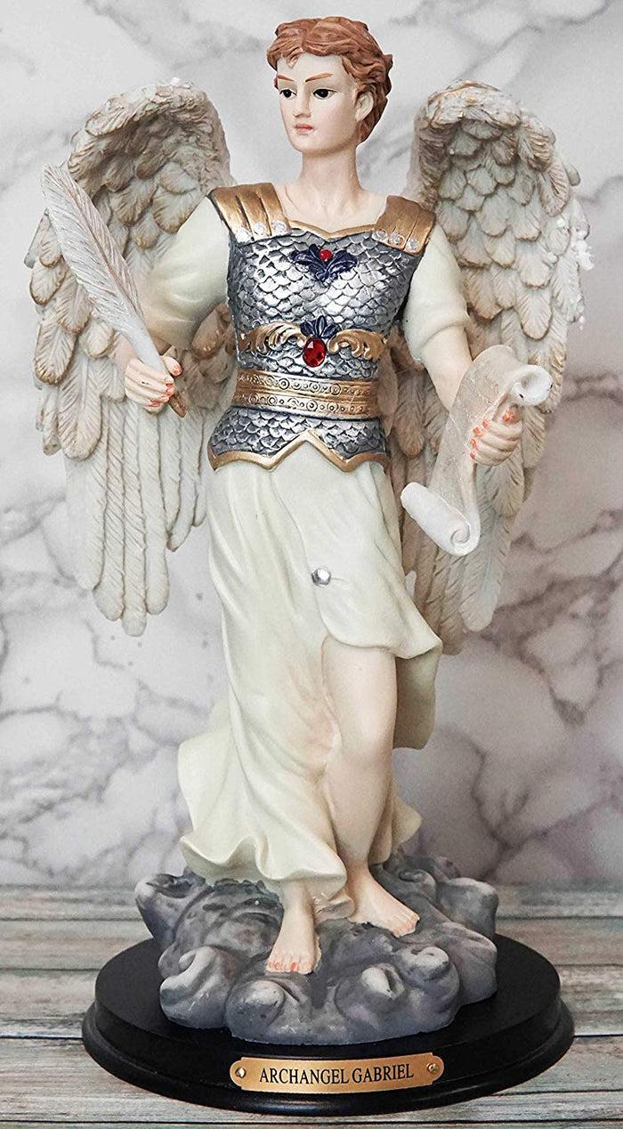 Ebros Gift Ebros Byzantine Archangel Saint Gabriel With Brass Name Plate Wooden Base 12"H