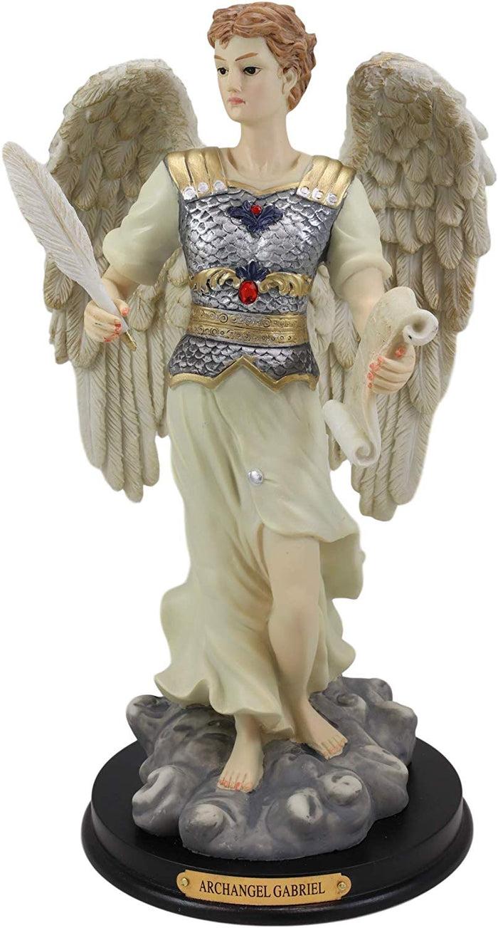 ebros gift Ebros Byzantine Archangel Saint Gabriel with Brass Name Plate Wooden Base 12"H