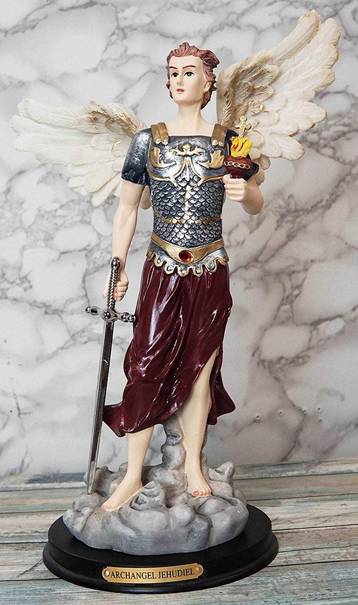Ebros Gift Ebros Byzantine Archangel Saint Jehudiel With Brass Name Plate Wooden Base 14"H