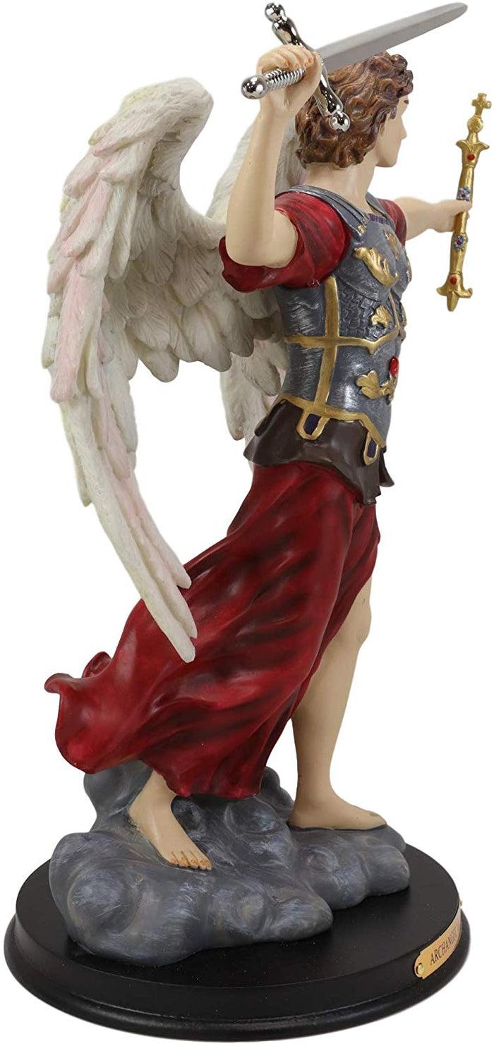 Ebros Gift Ebros Byzantine Archangel Saint Michael With Brass Name Plate Wooden Base 12.5"H