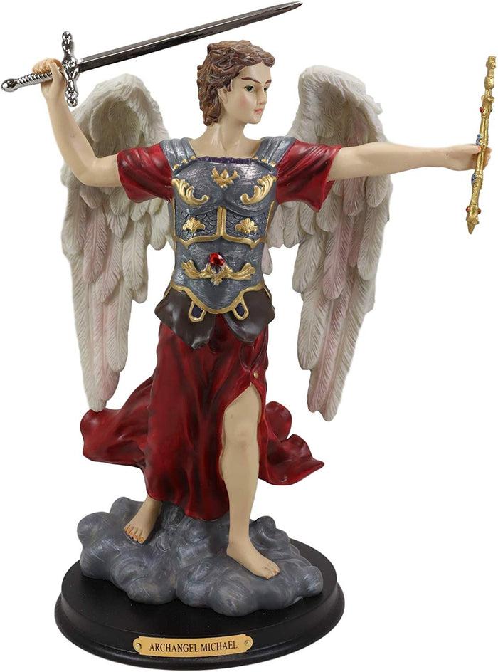 ebros gift Ebros Byzantine Archangel Saint Michael with Brass Name Plate Wooden Base 12.5"H