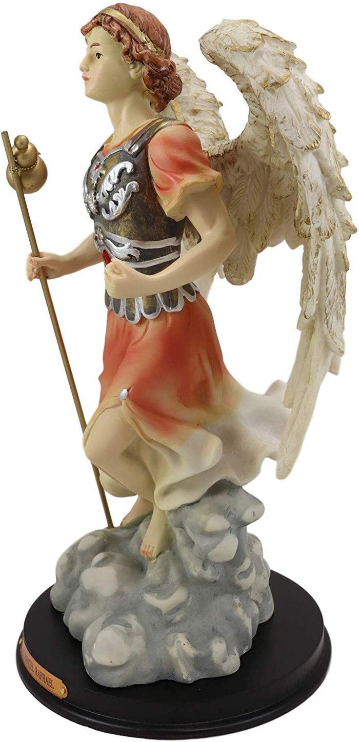Ebros Gift Ebros Byzantine Archangel Saint Raphael With Brass Name Plate Wooden Base 12"H