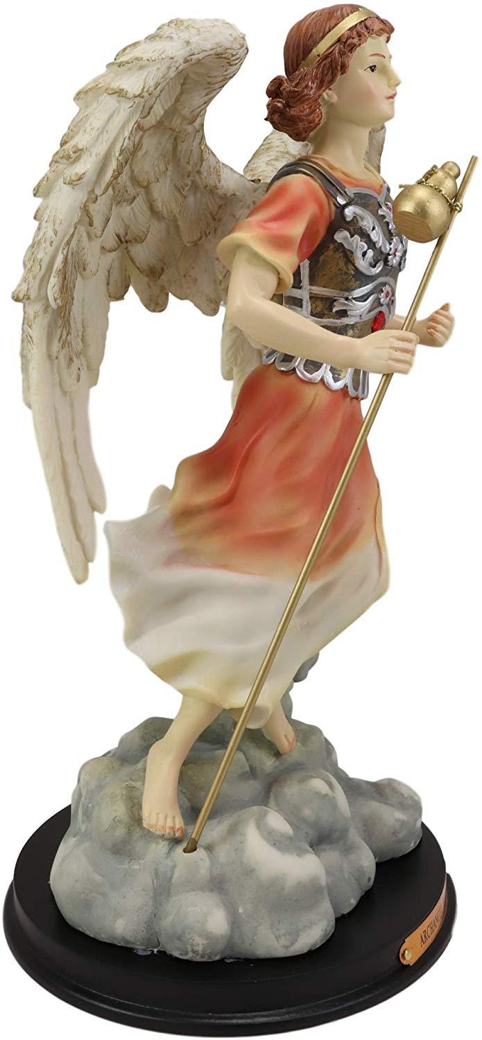 Ebros Gift Ebros Byzantine Archangel Saint Raphael With Brass Name Plate Wooden Base 12"H
