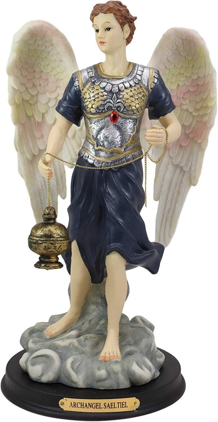 Ebros Gift Ebros Byzantine Colorful Archangel Sealtiel Statue With Brass Name Plate 12"H