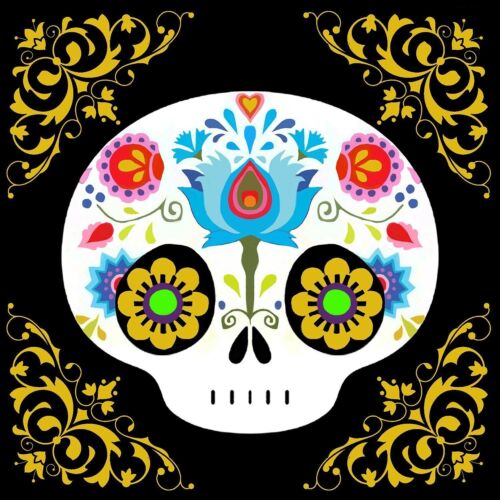 Ebros Gift Ebros Calavera Baby Sugar Skulls DOD Ceramic Coaster Set 4 Corked Tiles