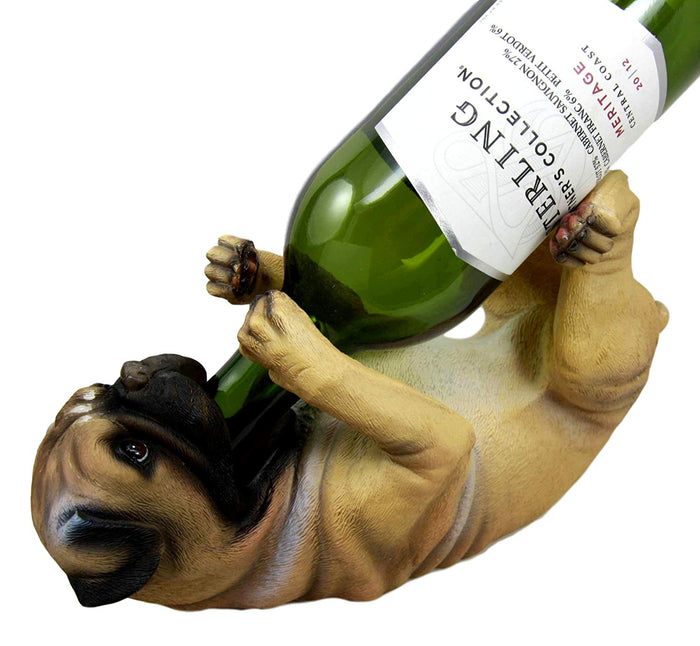 Ebros Gift Ebros Canine Pug Dog Wine Bottle And Salt Pepper Shakers Holder Set Kitchen Home