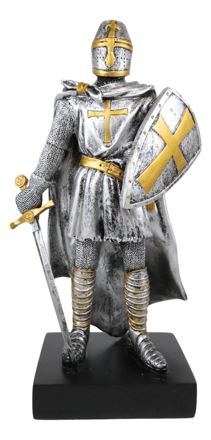 Ebros Gift Ebros Caped Templar Medieval Crusader Knight Of The Cross Suit Of Armor Figurine