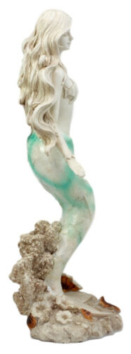 Ebros Gift Ebros Capiz Turquoise Standing Mermaid Figurine 11.5"H Ocean Aquamarine Coral Goddess