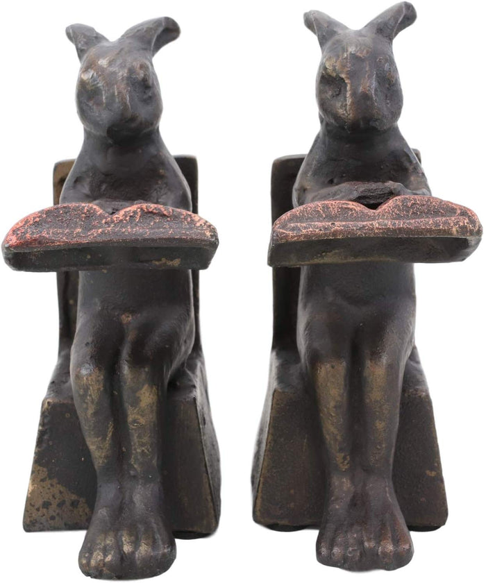 Ebros Gift Ebros Cast Iron Bookworm Rabbit Bunnies Bookends 6"H Set Of 2 Office Decor