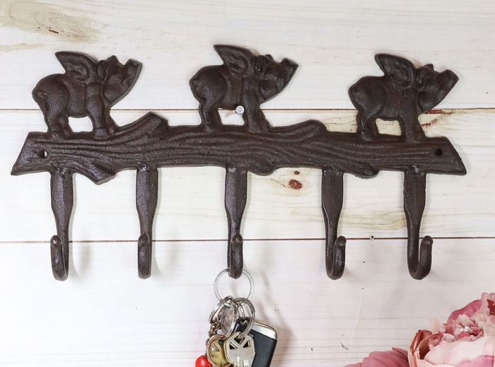 ebros gift Ebros Cast Iron Country 3 Angel Winged Pigs Hog Heavens 5 Peg Wall Coat Hooks Hangers