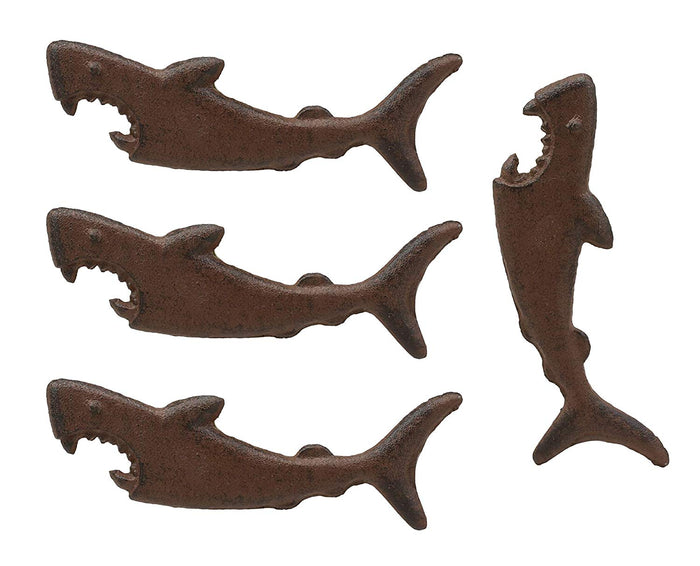 ebros gift Ebros Cast Iron Metal Nautical Coastal Attacking Jaws Great White Shark Soda Beer Bottle Cap Opener 6.5" Long Rustic Bronze Finish Tide Beach Apex Predator Sharks Party Hosting Decor Accessory (4)