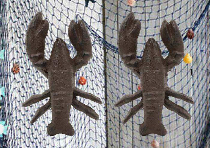 ebros gift Ebros Cast Iron Nautical Cajun Creole Crawfish Baby Lobster Decorative Figurine Accent in Rustic Bronze Vintage Finish 3.75" Tall Coastal Southwestern Hanger Decor Crayfish Boil (2)