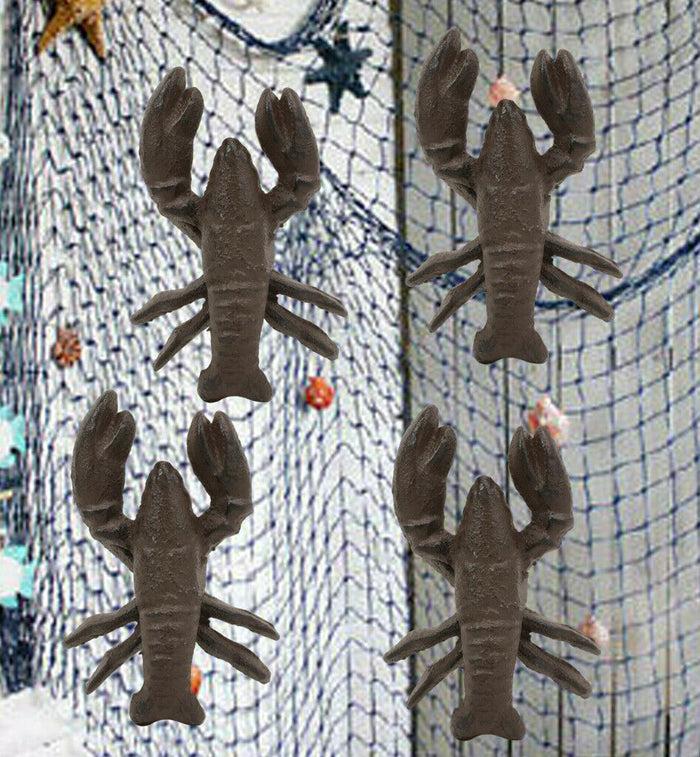 ebros gift Ebros Cast Iron Nautical Cajun Creole Crawfish Baby Lobster Decorative Figurine Accent in Rustic Bronze Vintage Finish 3.75" Tall Coastal Southwestern Hanger Decor Crayfish Boil (4)