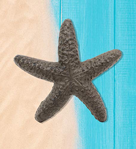 ebros gift Ebros Cast Iron Ocean Coral Sea Star Shell Starfish Decorative Accent Statue in Rustic Bronze Finish 4.5" Wide Nautical Coastal Themed Decor for Wedding Beach Party Home Decorations DIY Crafts (1)