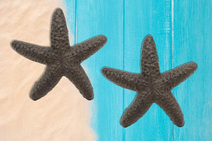 ebros gift Ebros Cast Iron Ocean Coral Sea Star Shell Starfish Decorative Accent Statue in Rustic Bronze Finish 4.5" Wide Nautical Coastal Themed Decor for Wedding Beach Party Home Decorations DIY Crafts (2)