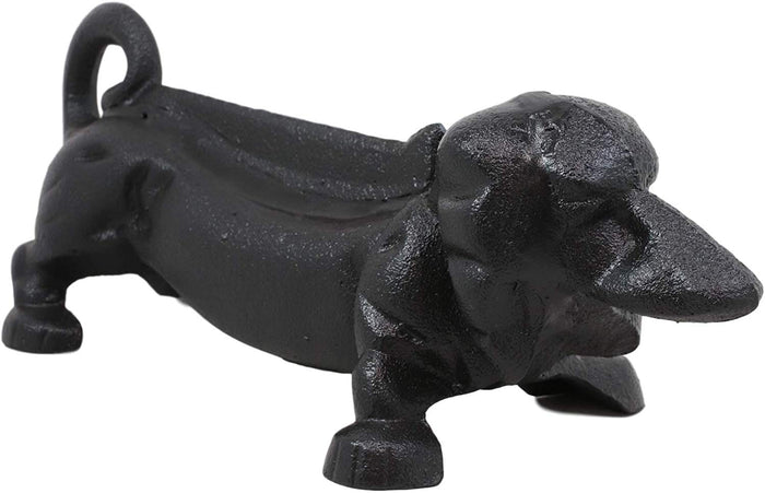 Ebros Gift Ebros Cast Iron Rustic Black Sausage Dachshund Dog Boot Cleaner Scraper Weathered Outdoor Patio Backyard Entrance Accent Statue 12.75" Long For Dirty Shoes Boots Footwear