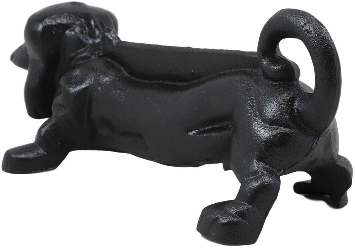 Ebros Gift Ebros Cast Iron Rustic Black Sausage Dachshund Dog Boot Cleaner Scraper Weathered Outdoor Patio Backyard Entrance Accent Statue 12.75" Long For Dirty Shoes Boots Footwear