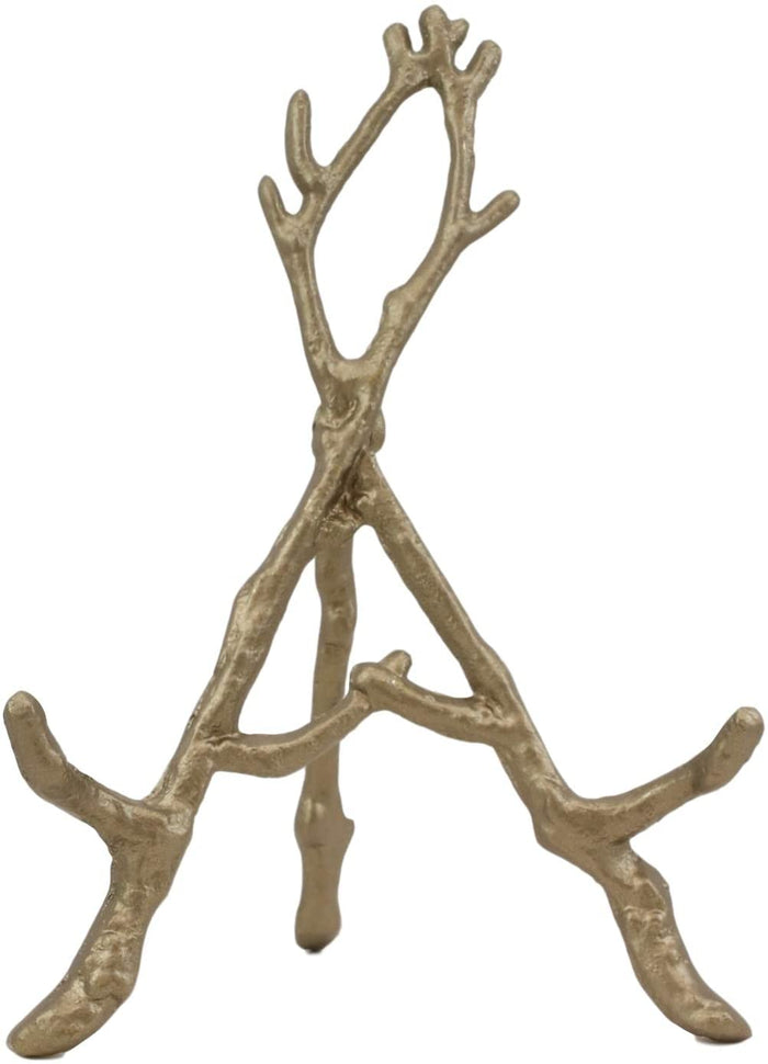 Ebros Gift Ebros Cast Iron Rustic Gold Intertwining Branch Twigs Easel Display Stand 9" H
