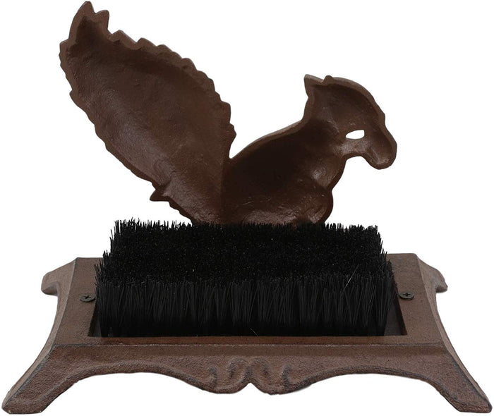 Ebros Gift Ebros Cast Iron Rustic Vintage Western Squirrel Nibbling Acorn Small Boot Brush Cleaner Scraper Weathered Outdoor Patio Backyard Entrance Accent Statue For Kids Children Youths Shoes Boots