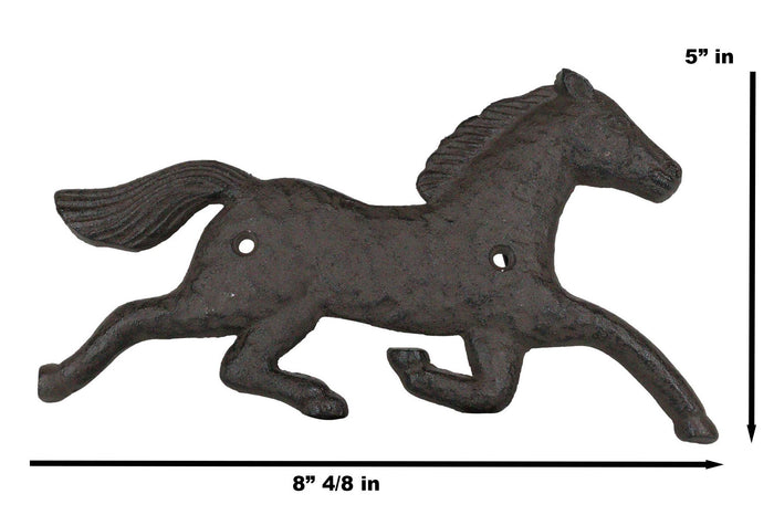 Ebros Gift Ebros Cast Iron Rustic Western Country Running Wild Horse Wall Hanging Accent Decor 9" Wide Steed Stallion Horses Farmhouse Decorative Plaque For Cowboys Cowgirls (2)