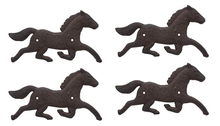 ebros gift Ebros Cast Iron Rustic Western Country Running Wild Horse Wall Hanging Accent Decor 9" Wide Steed Stallion Horses Farmhouse Decorative Plaque for Cowboys Cowgirls (4)