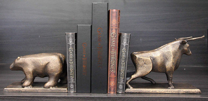Ebros Gift Ebros Cast Iron Wall Street Stock Market Charging Bull And Retreating Bear Bookends Statue Set Investors Money Managers Commodity Exchange Professionals Bulls VS Bears Animal Decor Figurine