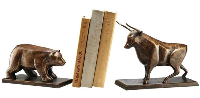 ebros gift Ebros Cast Iron Wall Street Stock Market Charging Bull and Retreating Bear Bookends Statue Set Investors Money Managers Commodity Exchange Professionals Bulls VS Bears Animal Decor Figurine