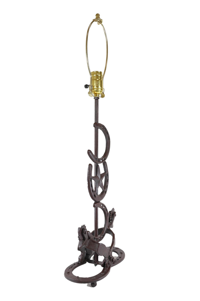 Ebros Gift Ebros Cast Iron Western Horseshoes Base Desktop Table Lamps W/ Pine Shade 28"H