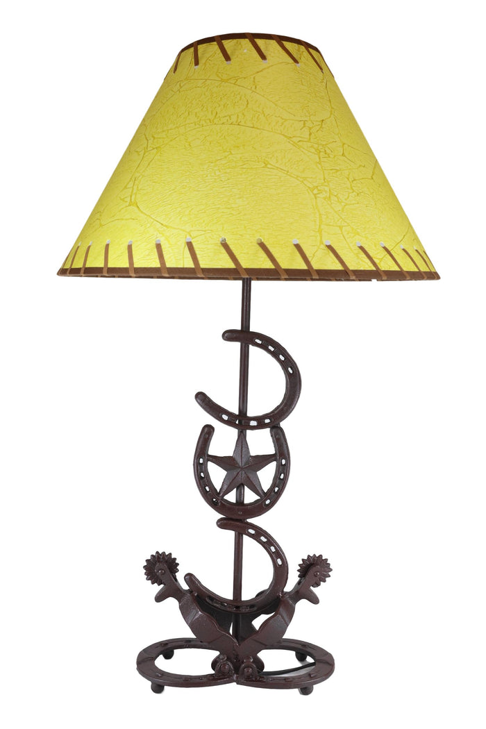 Ebros Gift Ebros Cast Iron Western Horseshoes Base Desktop Table Lamps W/ Pine Shade 28"H