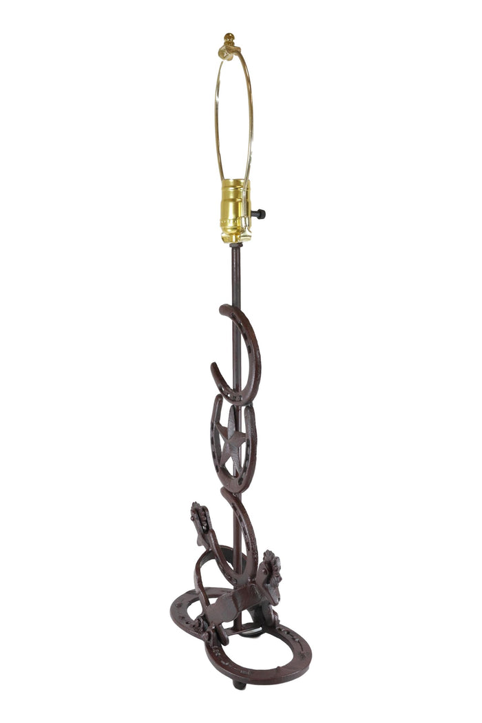 Ebros Gift Ebros Cast Iron Western Horseshoes Base Desktop Table Lamps W/ Pine Shade 28"H