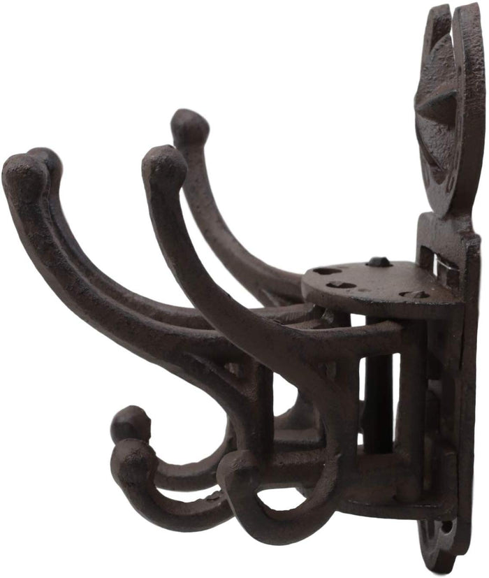 Ebros Gift Ebros Cast Iron Western Star Horseshoe Free Spinning Swivel Wall Hanger Hooks