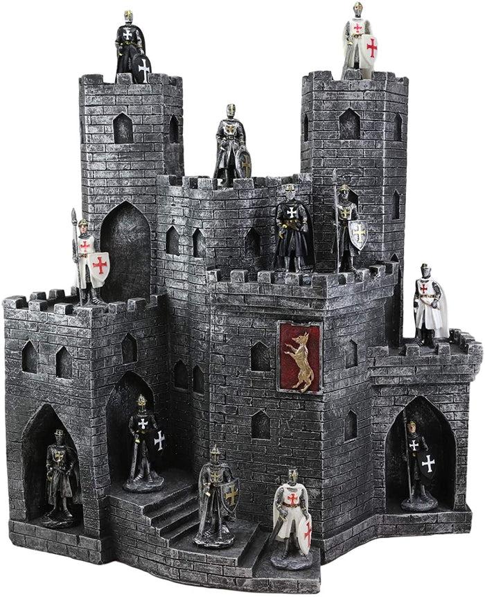 ebros gift Ebros Castle Fortress Display Stand Sculpture with 12 Miniature Knight Figurine