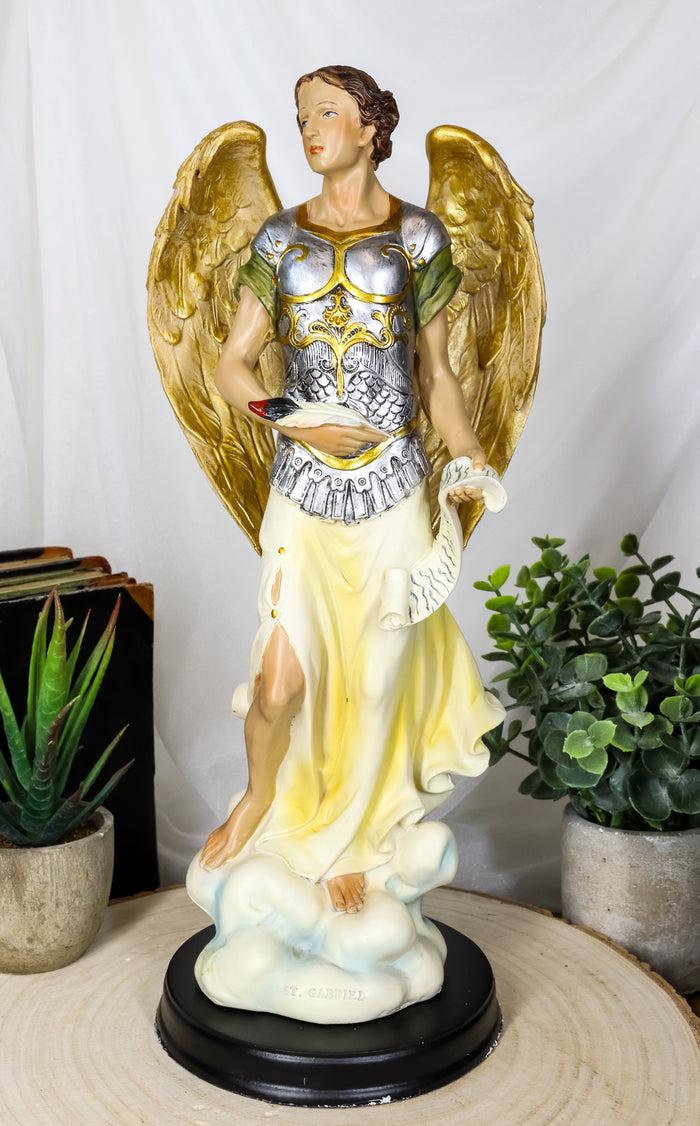 Ebros Gift Ebros Catholic Church Archangel Saint Gabriel Statue 12.25" Tall Angel Messenger Of God Holding The Scroll Revelation Of Gabriel Decorative Figurine