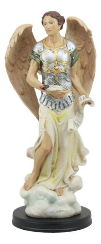 ebros gift Ebros Catholic Church Archangel Saint Gabriel Statue 12.25" Tall Angel Messenger of God Holding The Scroll Revelation of Gabriel Decorative Figurine