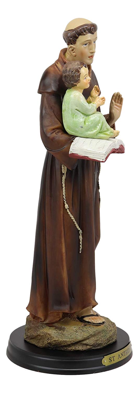 Ebros Gift Ebros Catholic Church Saint Anthony Of Padua Carrying Baby Jesus Statue 12.75"H