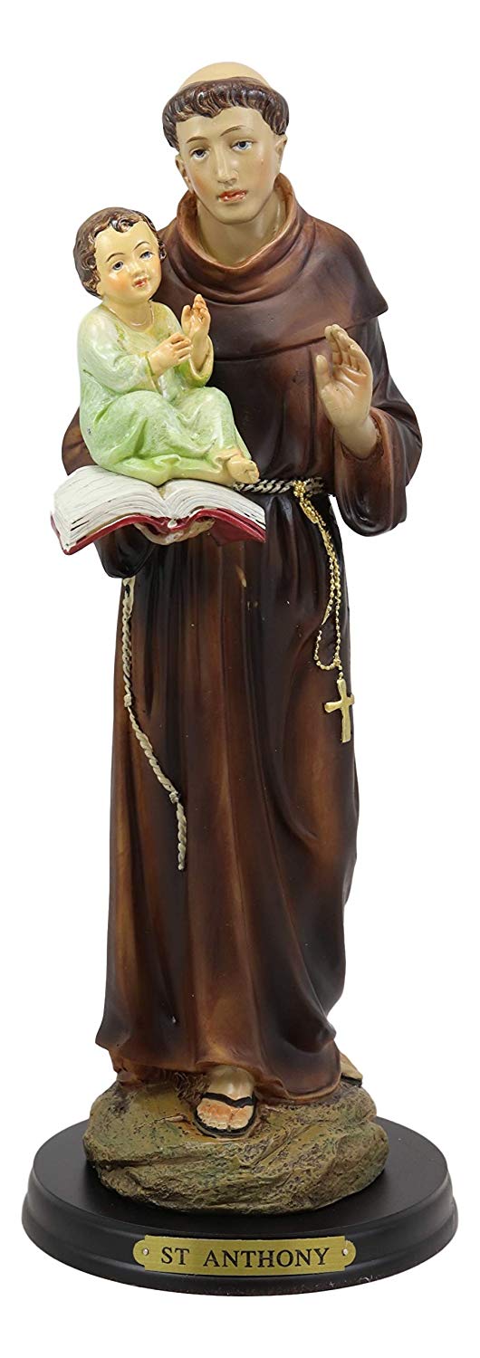Ebros Gift Ebros Catholic Church Saint Anthony Of Padua Carrying Baby Jesus Statue 12.75"H