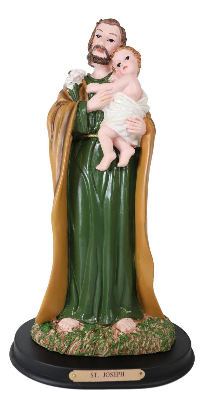 Ebros Gift Ebros Catholic Divinity Saint Joseph Carrying Baby Jesus Figurine 12" Tall Sculpture