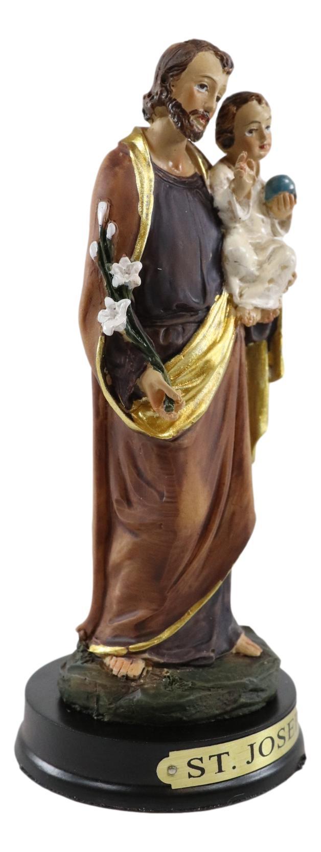 Ebros Gift Ebros Catholic Divinity Saint Joseph Carrying Baby Jesus Figurine 5"H Holy Family