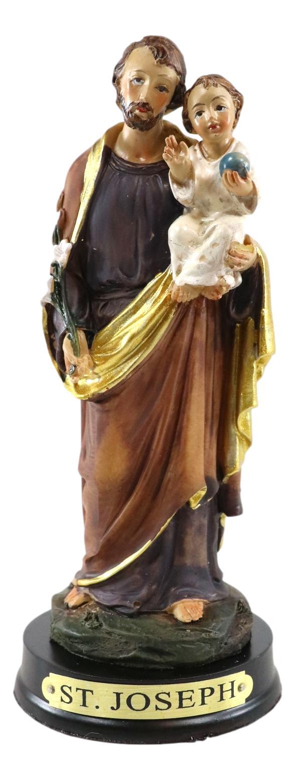 Ebros Gift Ebros Catholic Divinity Saint Joseph Carrying Baby Jesus Figurine 5"H Holy Family